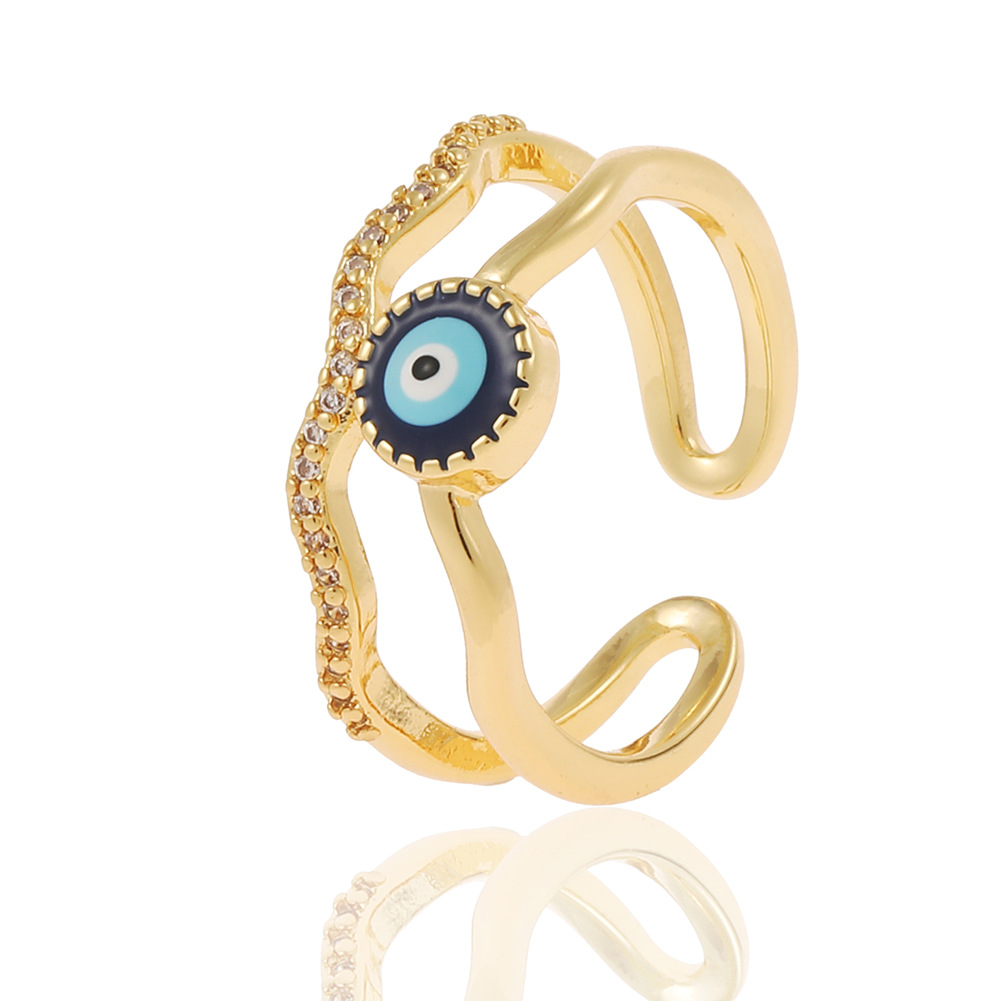 18K Evil Eye Ring Zircon Jewelry Party Holiday Gift Women